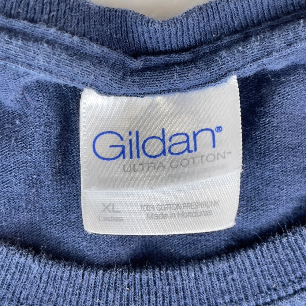 Gildan Shirt Womens XL‎ Blue Denny & Dunipace Graphic Short Sleeve Pullover Tee - Picture 3 of 5